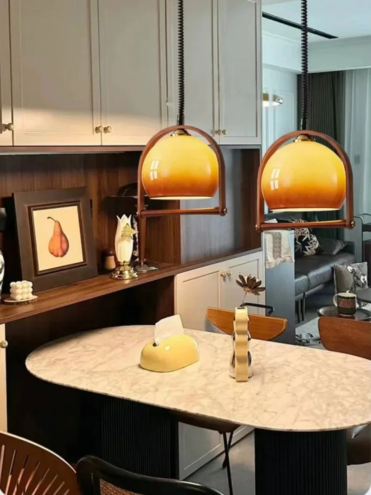 Modern Orange Glass Pendant Light – Retro Hanging Ceiling Lamp
