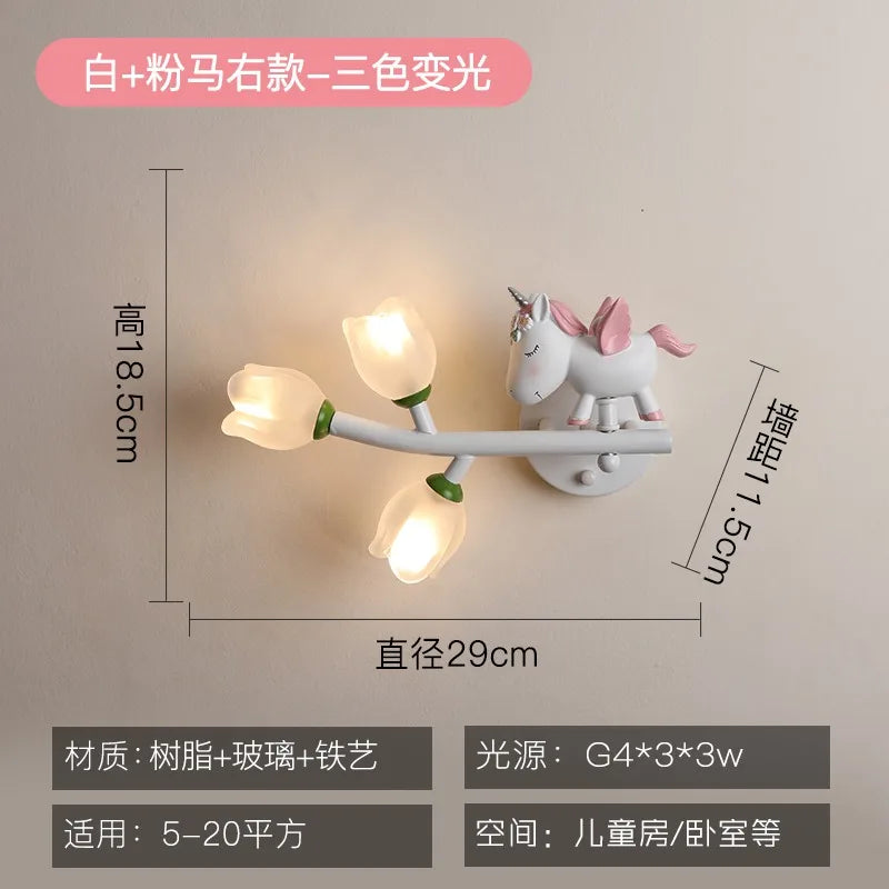 Children's Room Bedside Wall Lamp Girls' Bedroom Eye Protection Wall Light Energy-saving Modern Creative Cartoon Background Lamp