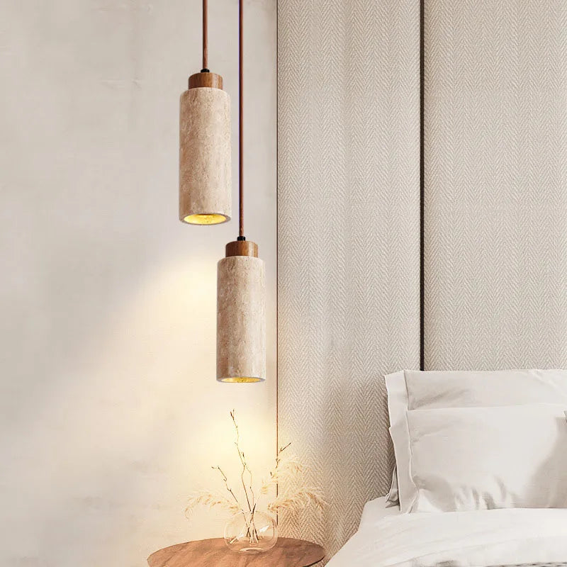 Japanese Stone Pendant Light E27 – Minimalist Nordic Hanging Lamp for Bedroom, Dining & Corridor