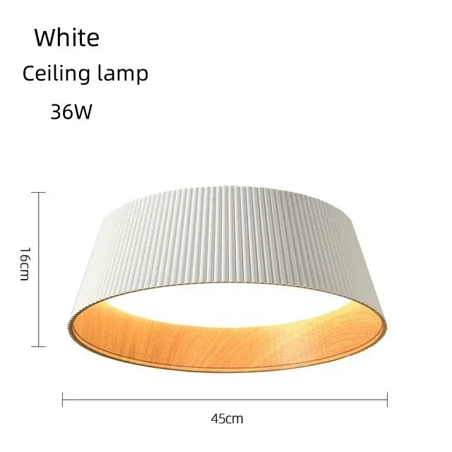 Modern Wood Grain LED Ceiling Light – Nordic Flush Mount Lamp for Bedroom & Dining Room