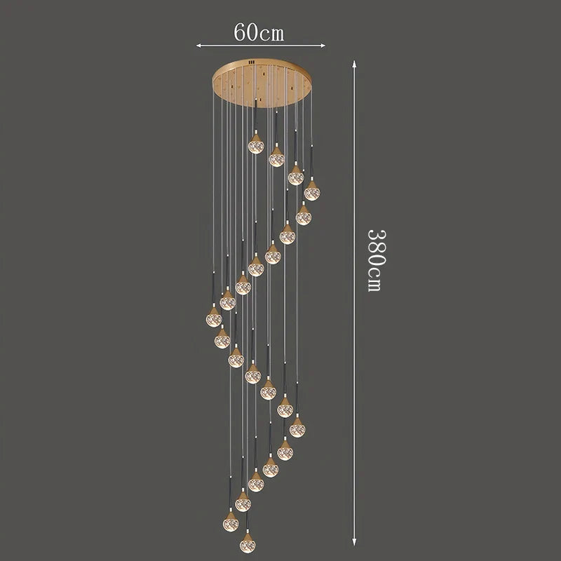 Nordic crystal lamps home decor Chandelier Glass ball living dining room Staircase Duplex indoor High-rise Ceiling Pendant light