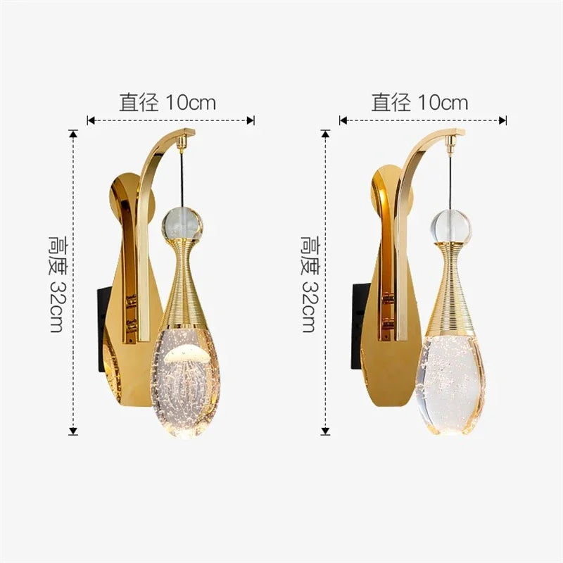 Nordic Modern Luxury Crystal Wall Lamps Living Room Wall Decor Jellyfish Wall Lights Corridor Aisles Wall Sconce Light Fixtures