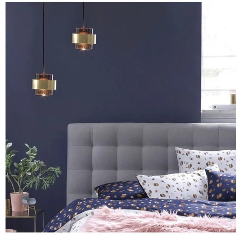 Nordic Glass Pendant Light – Modern Brass & Smoke Glass Hanging Lamp