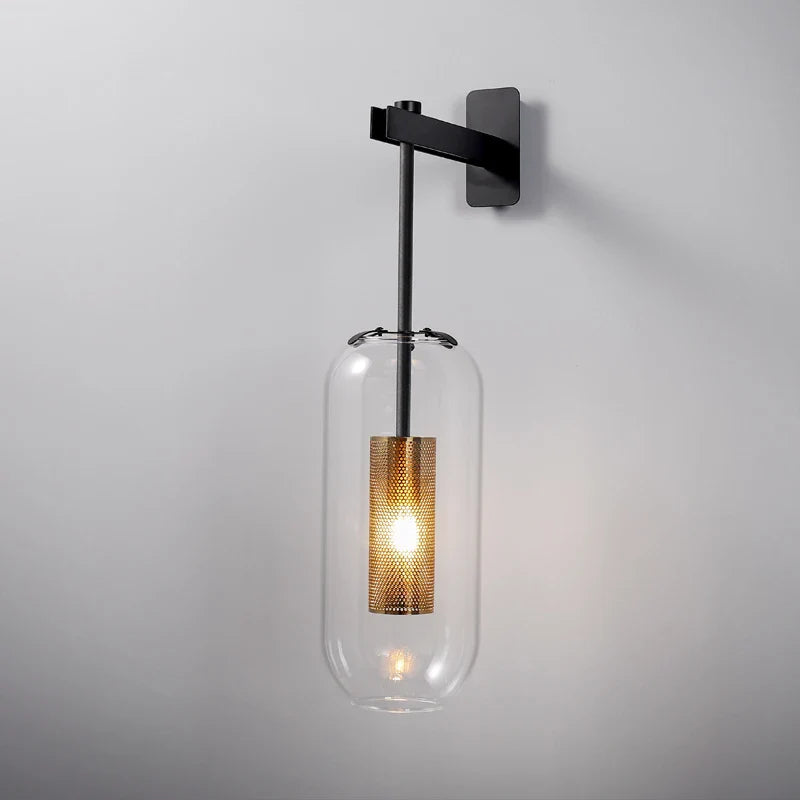 Modern wall sconce light fixture glass bedside hotel bathroom background lamp corridor luminaire home decoration lighting gold