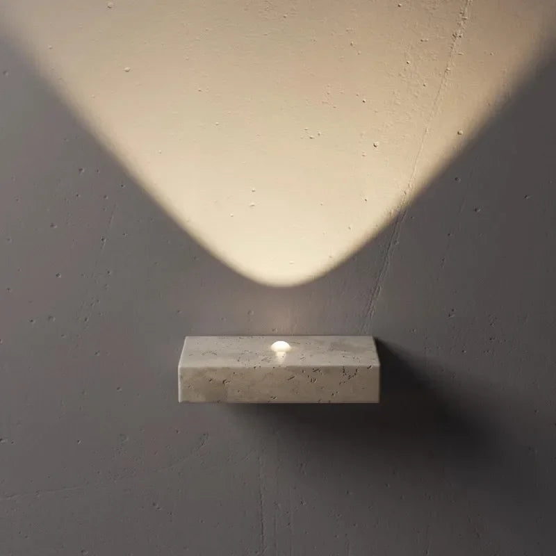 Yellow Travertine Wall Light – Wabi-Sabi Marble LED Sconce