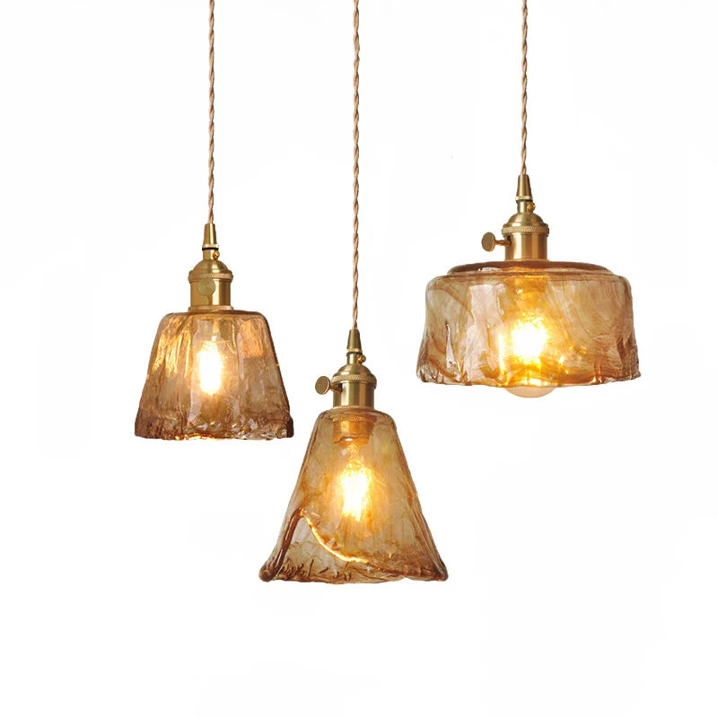 Glass Pendant Light Dining Room Nordic Copper Pendant Lamp brass Creative minimalist E27 Edison Hanging Lights For Restaurant