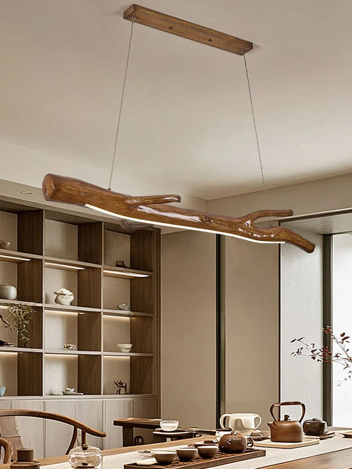 Zen Branch Pendant Light – Rustic Wood Effect LED Hanging Lamp