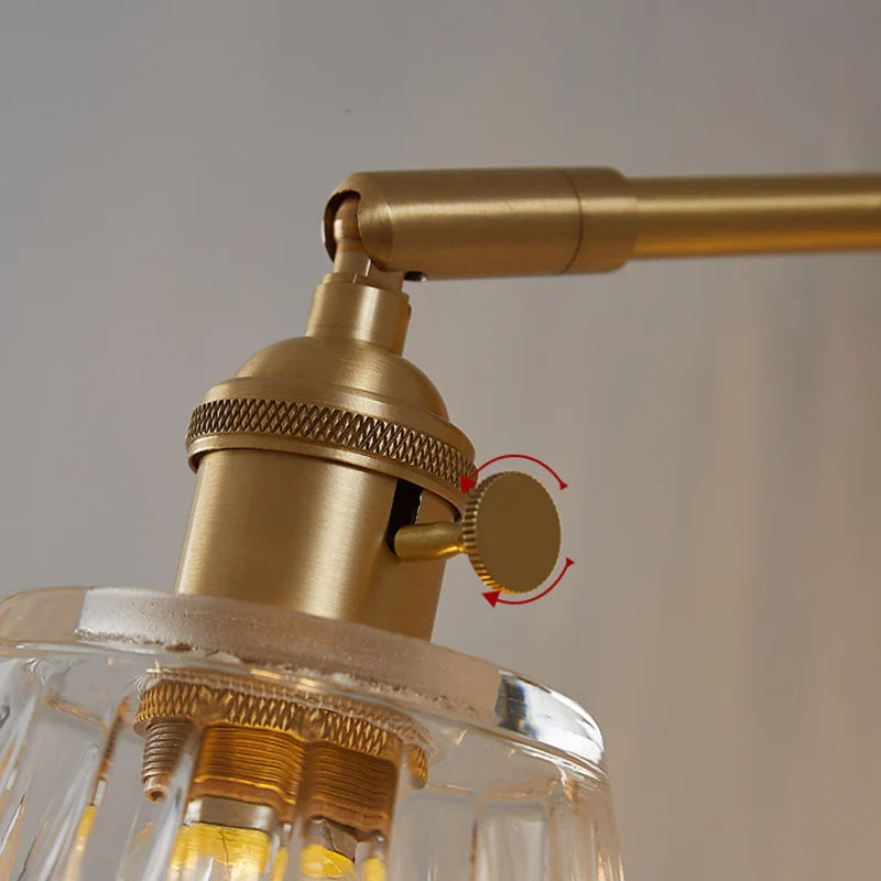 Nordic modern simple light luxury brass glass wall lamp Japanese retro living room bedroom headboard bathroom mirror headlight