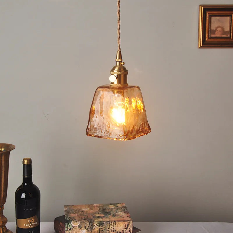 Glass Pendant Light Dining Room Nordic Copper Pendant Lamp brass Creative minimalist E27 Edison Hanging Lights For Restaurant