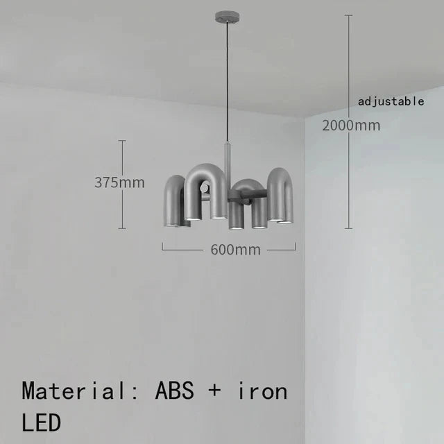 Nordic Designer U-shaped Water Pipe Chandelier Ins Rotatable Variable Shape Bedroom Living Room Home LED Lighting Fixture Decor