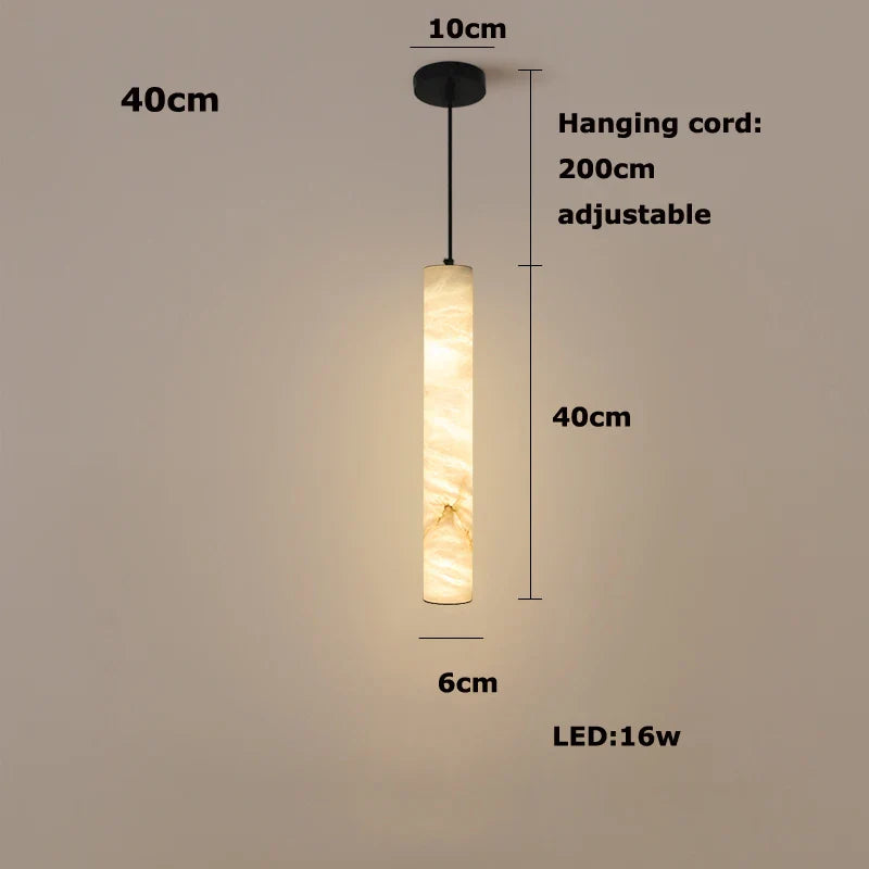 Modern Marble Tube Pendant Light – Minimalist LED Hanging Lamp for Dining Room & Kitchen Island