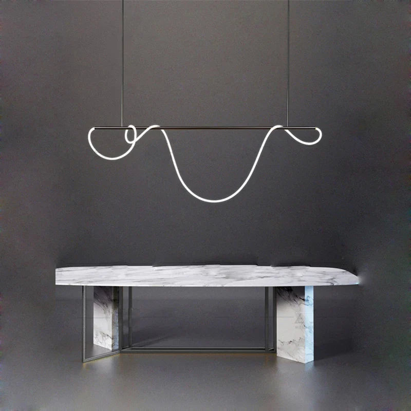 Modern Art Creative Ceiling Linear Long Strip LED Pendant Lamp,Lusters Bedroom Dining Room Indoor Home Decor Lighting Fixture