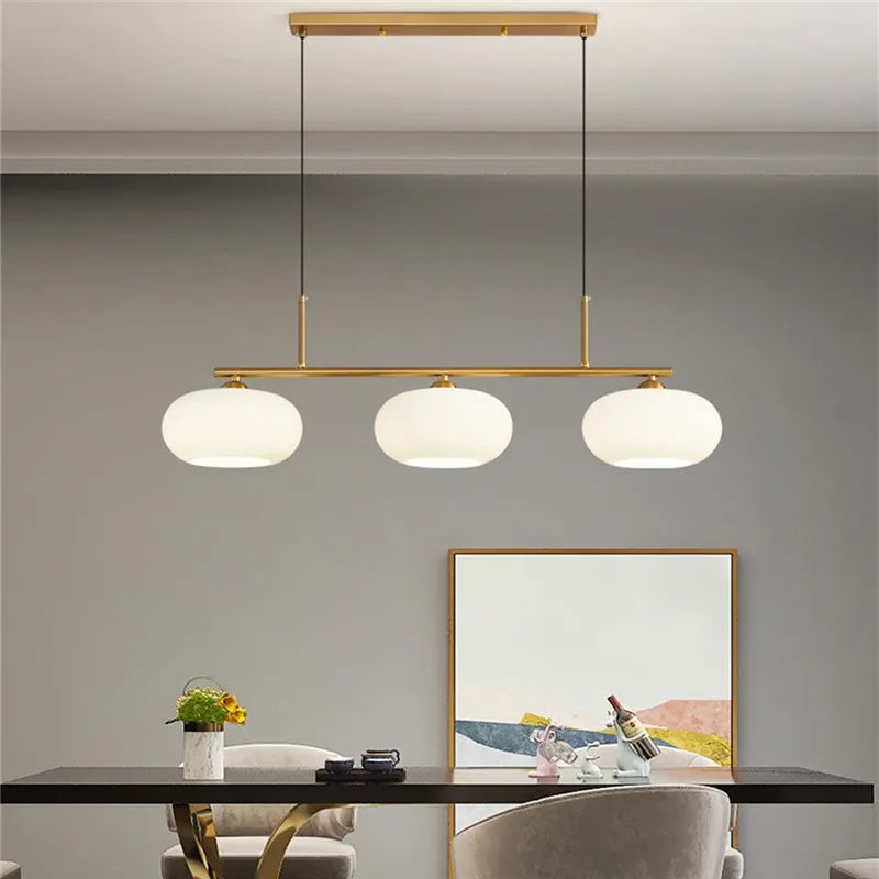 Nordic 3-Light Persimmon Pendant Light – Modern White Glass Ceiling Lamp