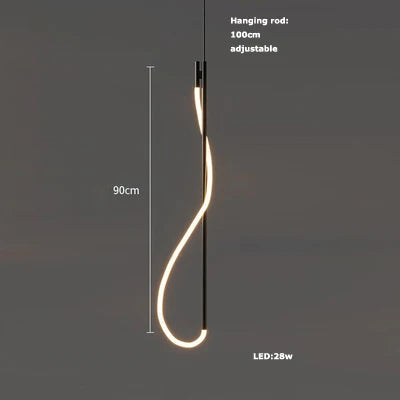 Modern Art Creative Ceiling Linear Long Strip LED Pendant Lamp,Lusters Bedroom Dining Room Indoor Home Decor Lighting Fixture