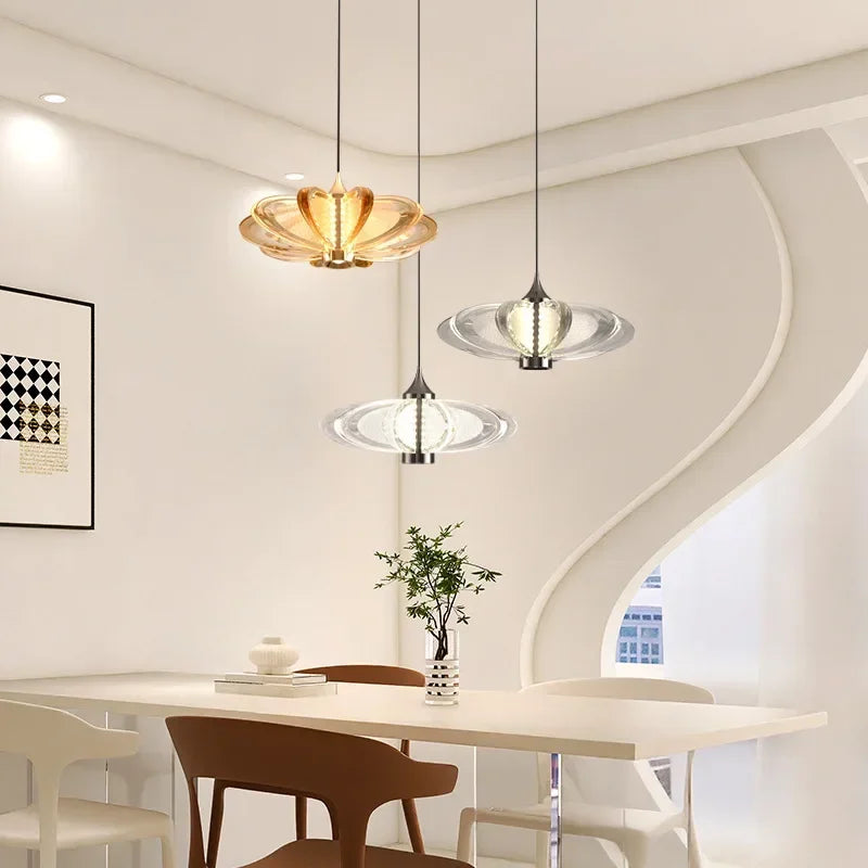 Modern Petal Crystal Chandelier LED – Artistic Minimalist Ceiling Light for Dining Room & Bar