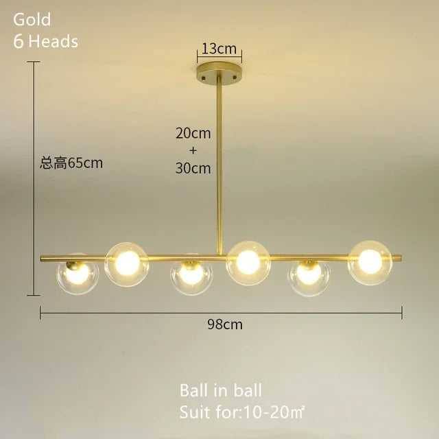 Modern 5/6 White Glass Balls Dining Room Chandelier for Kitchen Island Table Living Room Bedroom Suspension Lamp LED Lighting