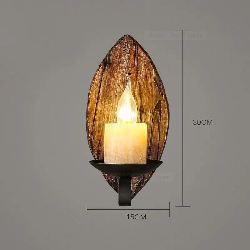 Nordic Wrought Iron Wood Wall Lamps LED Retro Creative Wall Lights for Home Bar Cafe Restaurant Living Room Decoration Lighting