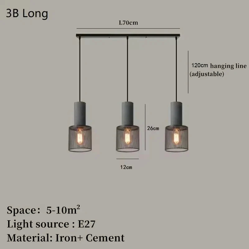 Industrial Mesh Pendant Light – Cement & Metal Hanging Ceiling Lamp