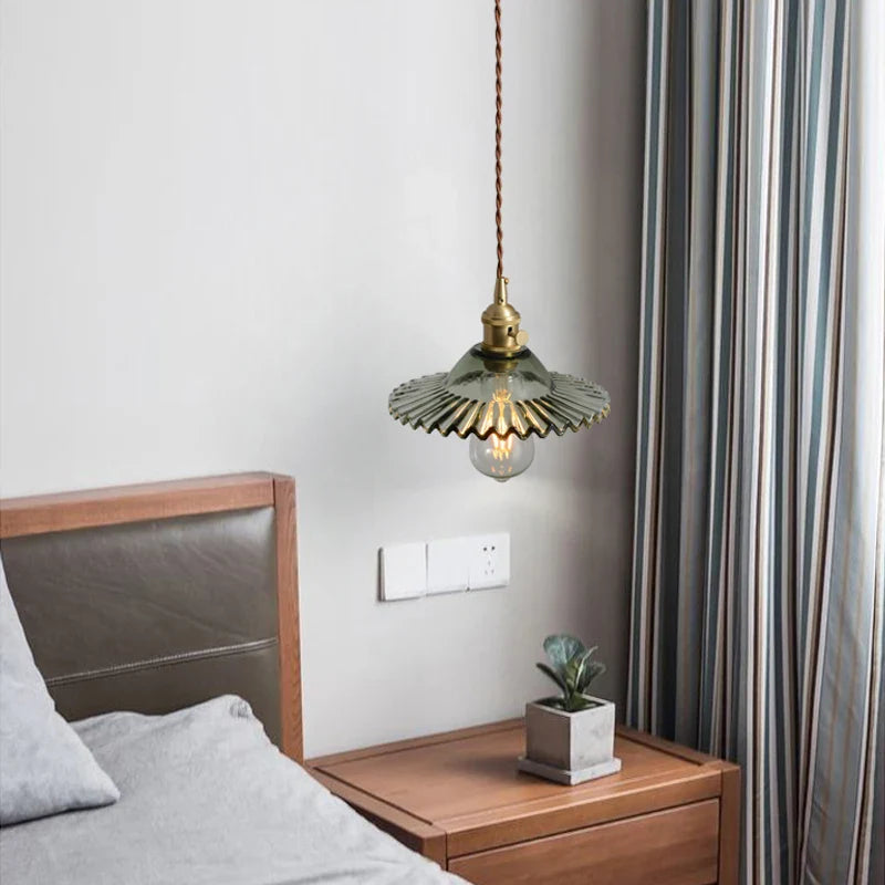 Brass glass chandelier Nordic vintage B&B bar Restaurant Bedside lamp Creative personality cafe bedroom lamp