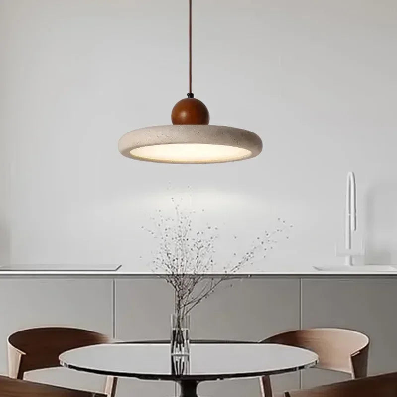 Wabi-Sabi Stone Pendant Light – Nordic Minimalist LED Hanging Lamp for Dining & Living Room
