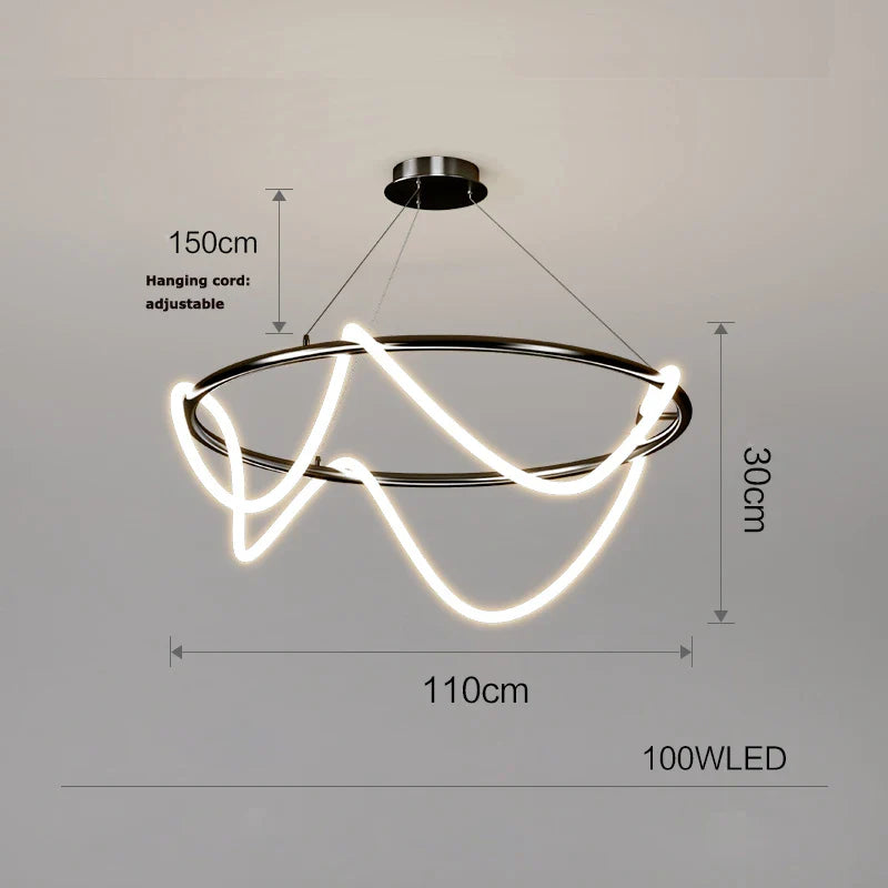 Modern Art Creative Ceiling Linear Long Strip LED Pendant Lamp,Lusters Bedroom Dining Room Indoor Home Decor Lighting Fixture
