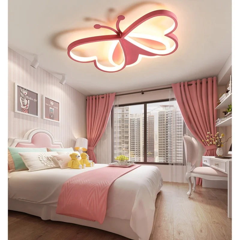 Modern Creative Butterfly Children's Room LED Ceiling Lamp Simple Bedroom Restaurant Chandelier Boys Girls House Decor Lighting