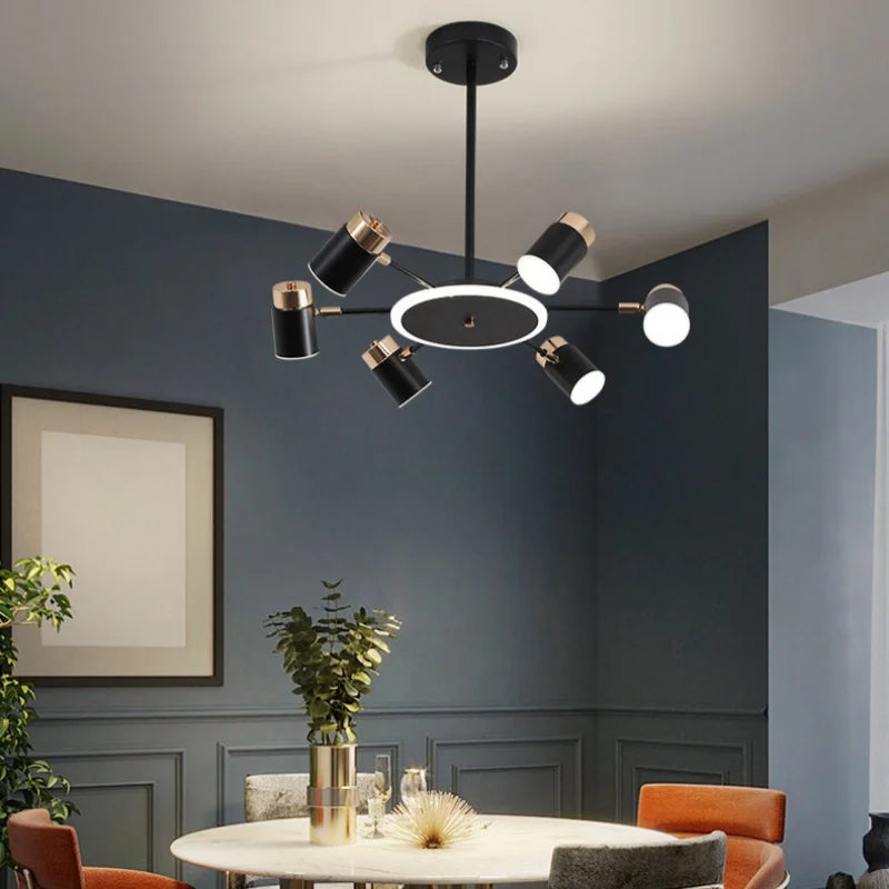 Nordic Creative Rotating LED Chandelier Living Room Restaurant Bedroom Kitchen Hotel 3 Dimmable Chandelier Indoor Lighting Decor