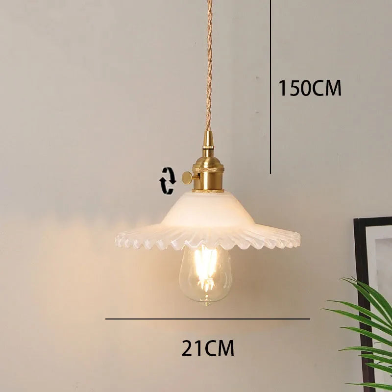 Brass glass chandelier Nordic vintage B&B bar Restaurant Bedside lamp Creative personality cafe bedroom lamp