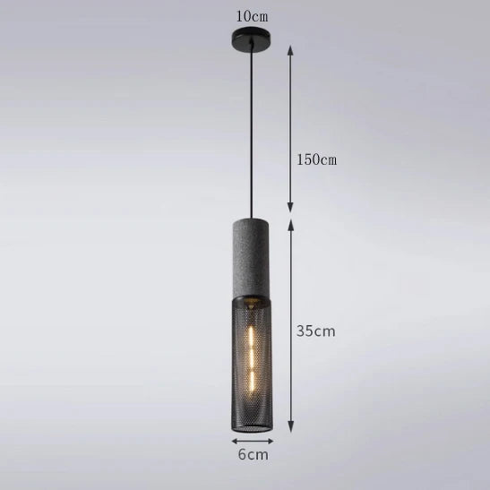 Industrial Mesh Pendant Light – Cement & Metal Hanging Ceiling Lamp