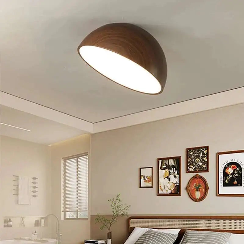 Walnut LED Ceiling Light Retro Full Spectrum Eye Protection Bedroom Lamp Entrance Foyer Corridor Lighting Fixture New Chandelier