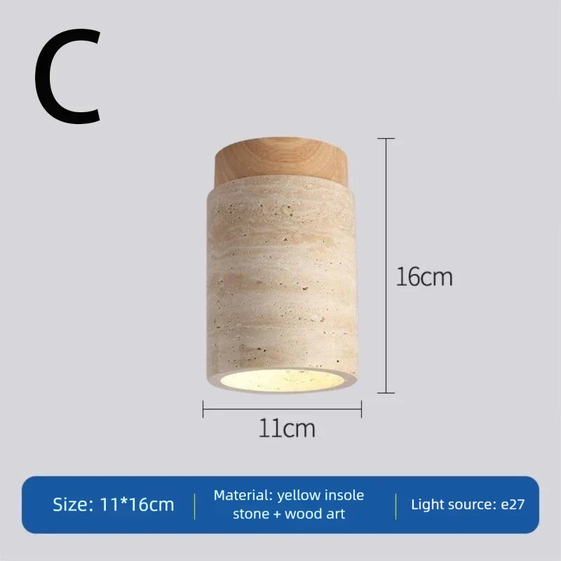 Yellow cave stone ceiling light, corridor light, entrance foyer, medieval wabi-sabi cream style entrance LED ceiling light
