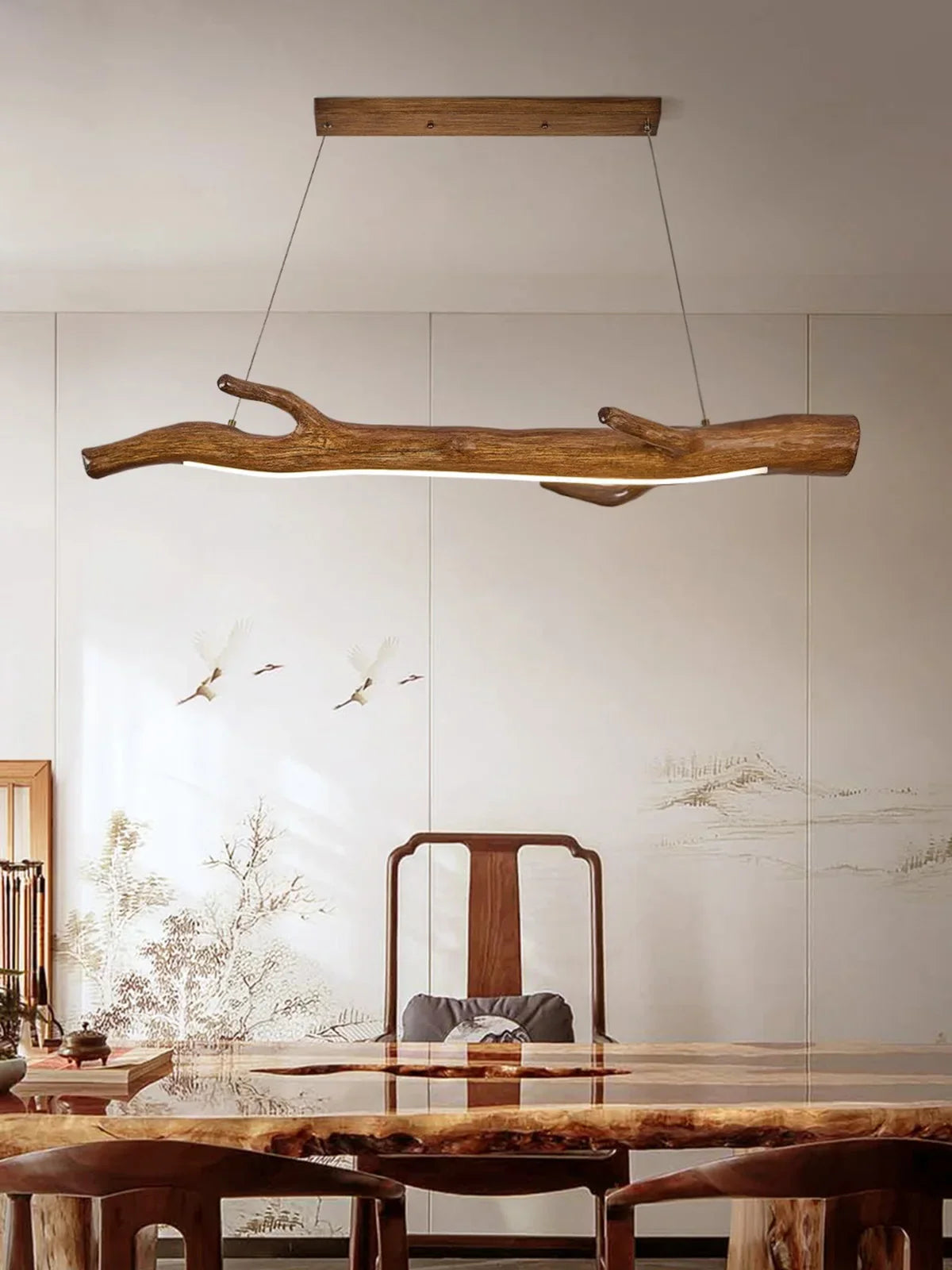 Zen Branch Pendant Light – Rustic Wood Effect LED Hanging Lamp