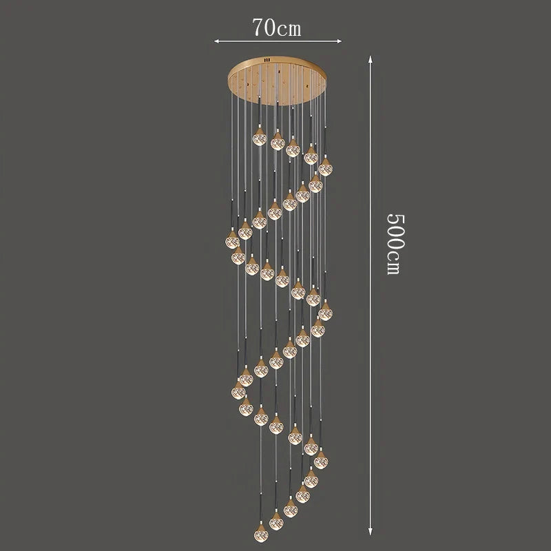 Nordic crystal lamps home decor Chandelier Glass ball living dining room Staircase Duplex indoor High-rise Ceiling Pendant light