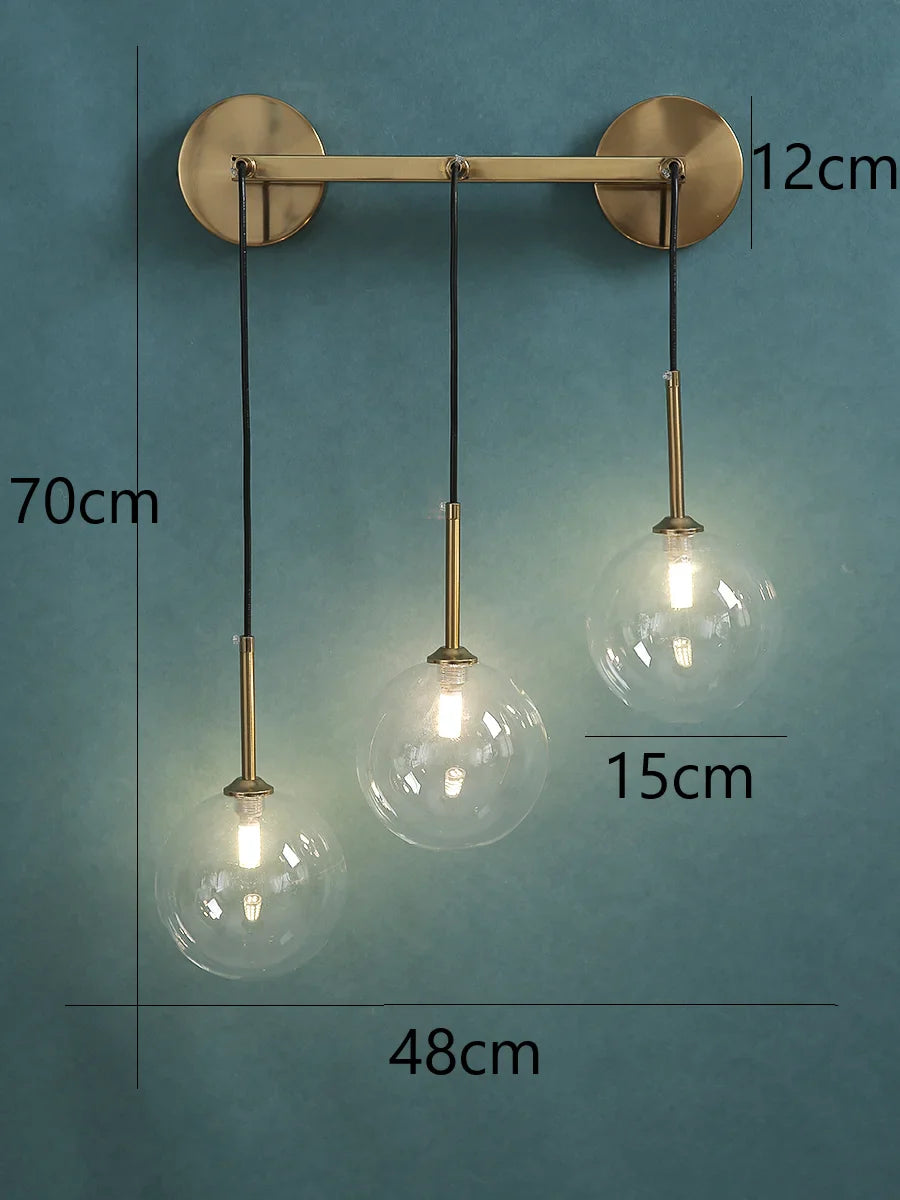 American Glass Wall Lamp Modern Minimalist Dining Room Wall Light Nordic Style Home Creative Personality Multi Head Mirror Lamps