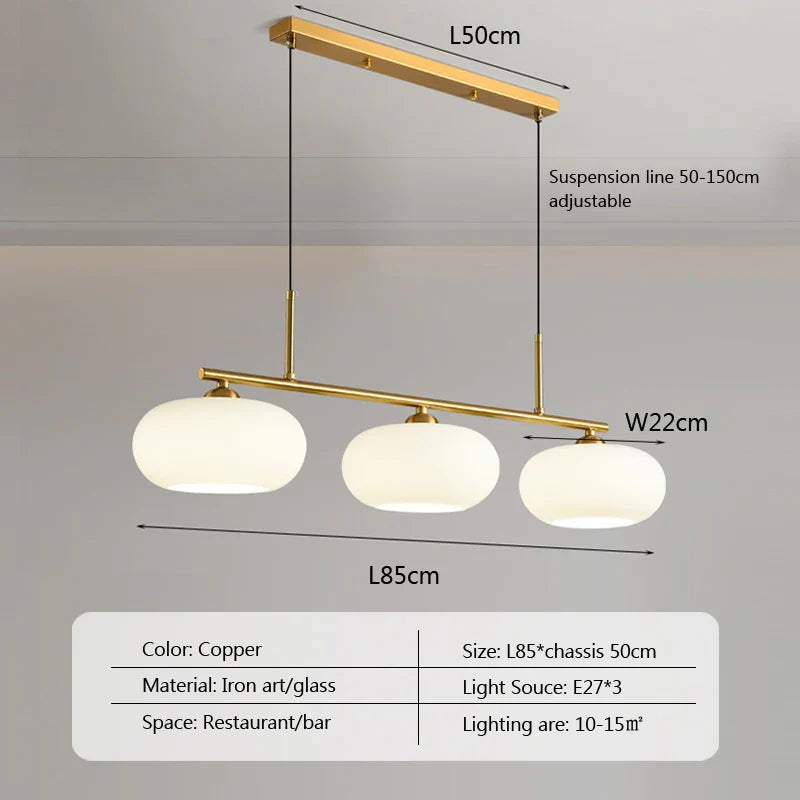 Nordic 3-Light Persimmon Pendant Light – Modern White Glass Ceiling Lamp