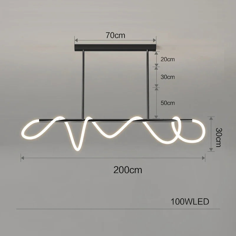 Modern Art Creative Ceiling Linear Long Strip LED Pendant Lamp,Lusters Bedroom Dining Room Indoor Home Decor Lighting Fixture