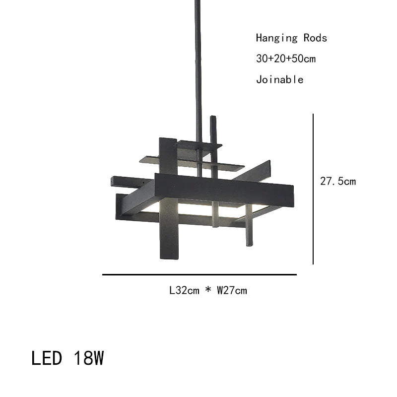 Modern Geometric Chandelier – Minimalist LED Pendant Light for Dining Room