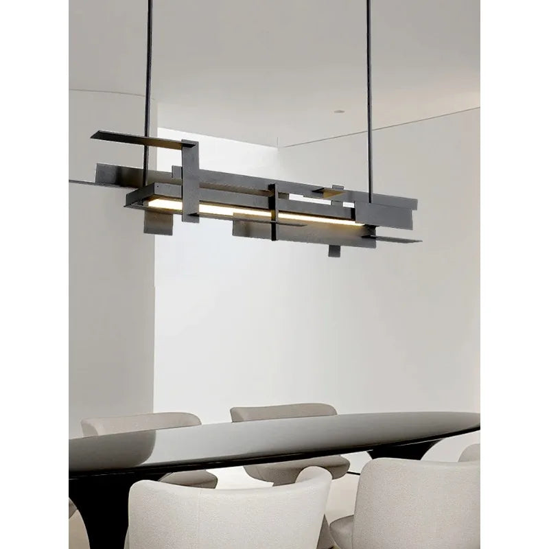 Modern Geometric Chandelier – Minimalist LED Pendant Light for Dining Room