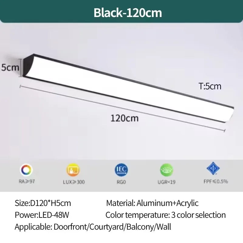 Long Strip Wall Lamp Minimalist Waterproof Outdoor LED Wall Lights Garden Villa Porch Courtyard Sconce Background Wall Light