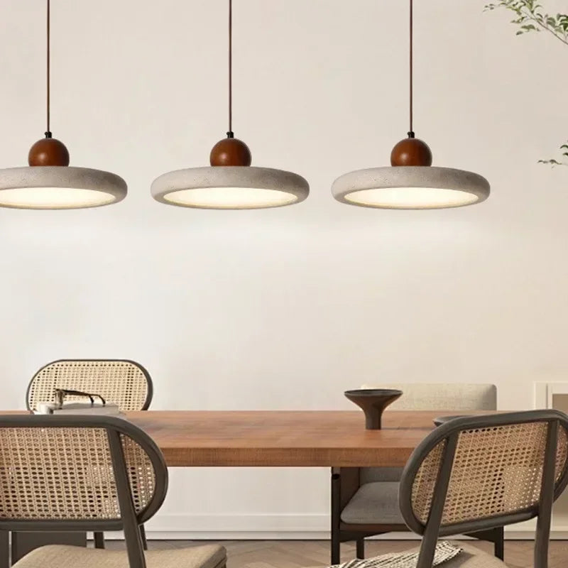 Wabi-Sabi Stone Pendant Light – Nordic Minimalist LED Hanging Lamp for Dining & Living Room