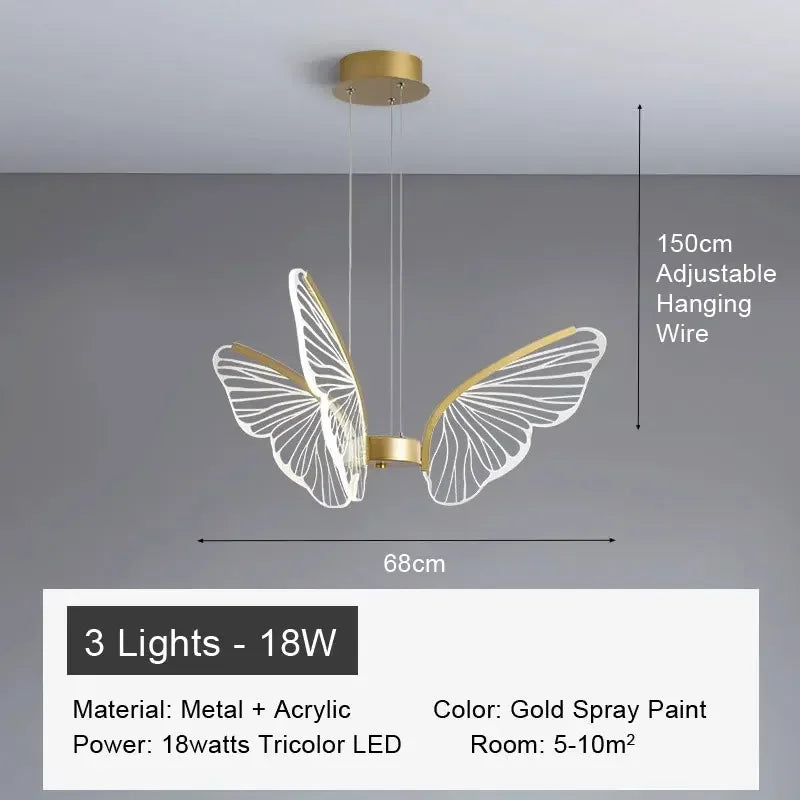 Butterfly Chandelier Minimalist arcylic hanging lights Creative lustres suspendu Living Room Bedroom kitchen island chandelier