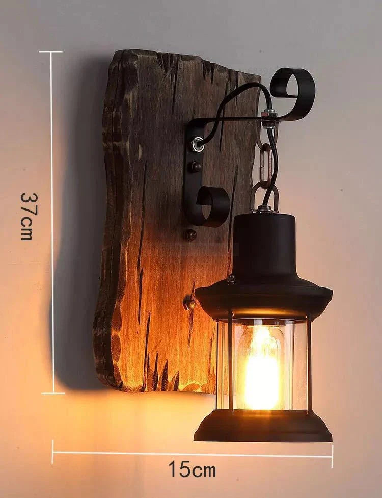 Nordic Wrought Iron Wood Wall Lamps LED Retro Creative Wall Lights for Home Bar Cafe Restaurant Living Room Decoration Lighting