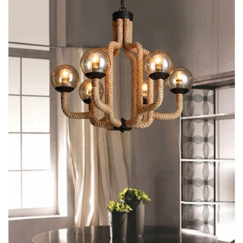 Italian Creative Designer Rope LED Pendant Lamp Restaurant Shop Coffee Shop Bedroom Chandelier Hotel Decoration Lighting Fixture