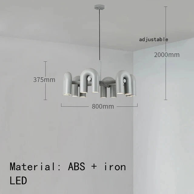 Nordic Designer U-shaped Water Pipe Chandelier Ins Rotatable Variable Shape Bedroom Living Room Home LED Lighting Fixture Decor