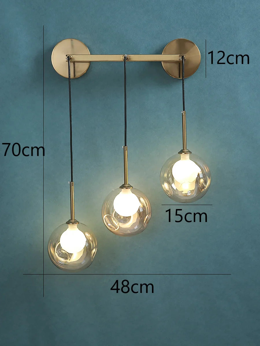 American Glass Wall Lamp Modern Minimalist Dining Room Wall Light Nordic Style Home Creative Personality Multi Head Mirror Lamps