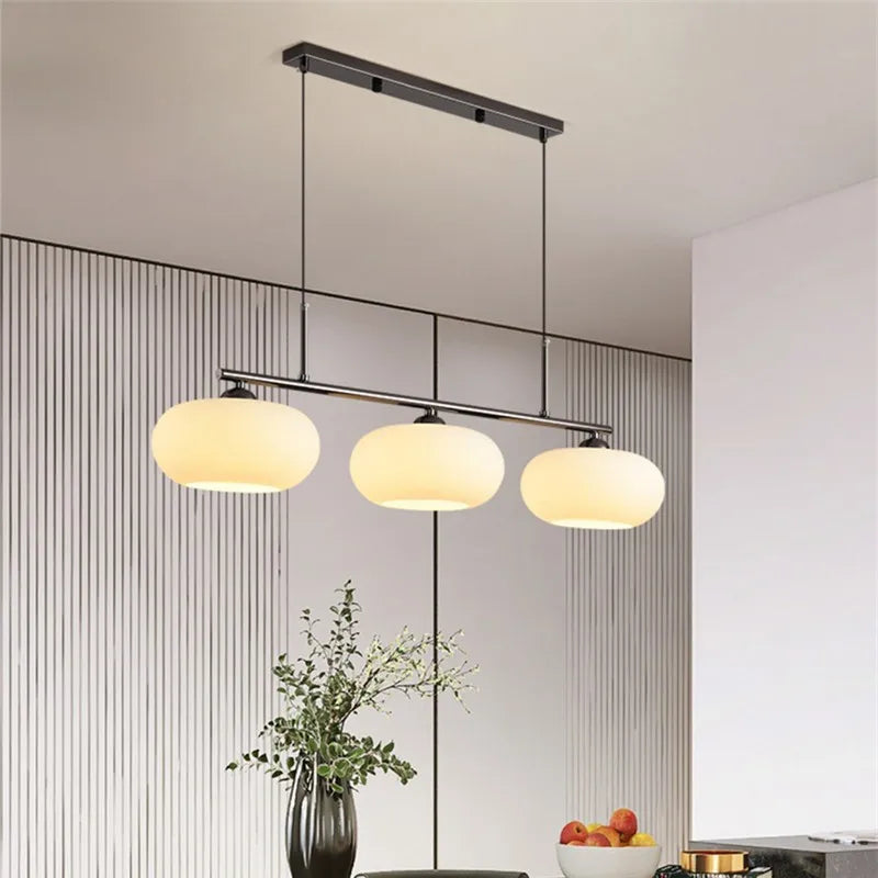 Nordic 3-Light Persimmon Pendant Light – Modern White Glass Ceiling Lamp