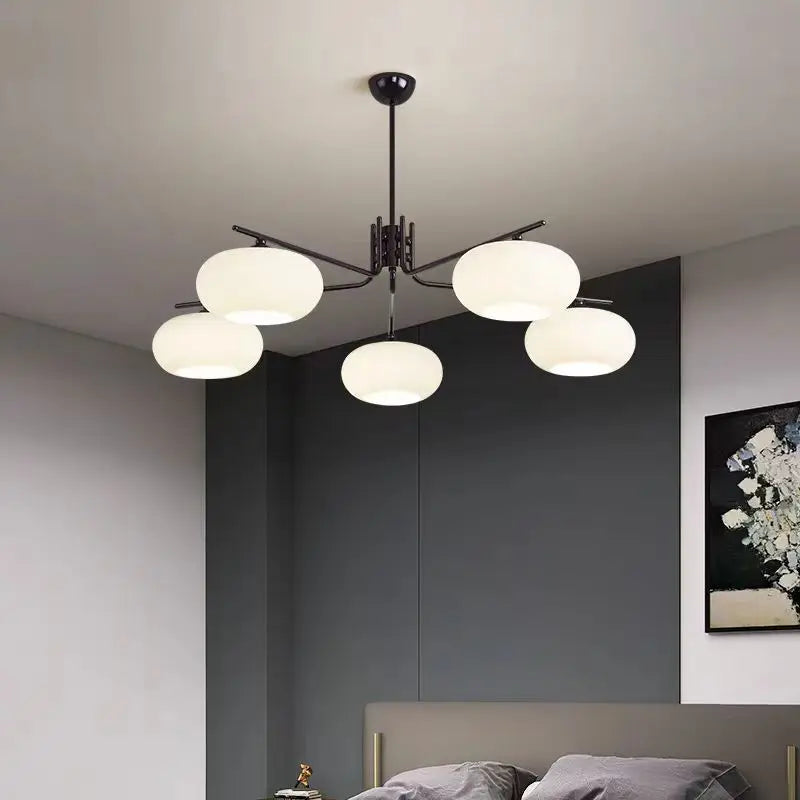 Nordic 3-Light Persimmon Pendant Light – Modern White Glass Ceiling Lamp