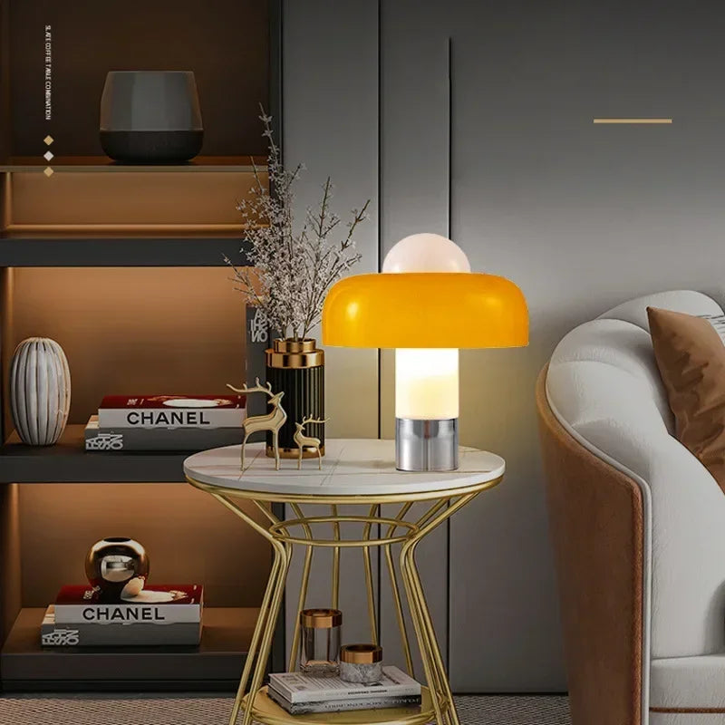 Italian Minimalist Floor Lamp Living Room Study Bedroom Bedside Orange Glass Mushroom Light Dining Room Sofa Decorative Lighting