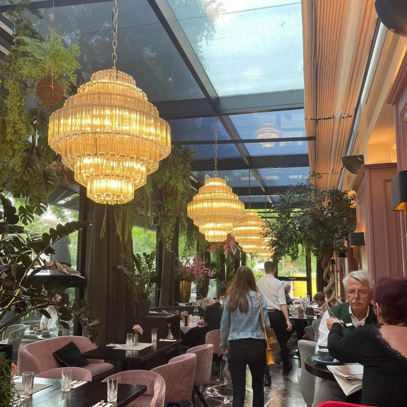 Modern Living Room Luxury Glass Crystal Pendant Lamp Bedroom Restaurant Hotel Villa Designer Hig-hend Chandelier Decor Lighting
