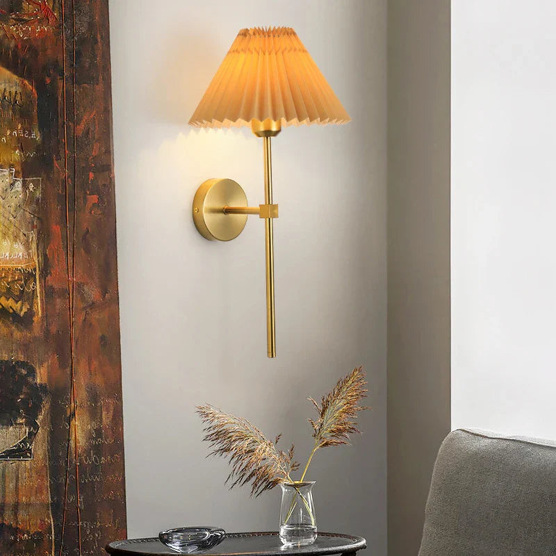 Modern Simple Wall Lamps LED Metal Curved Pleated Lampshade Wall Lamp Nordic Room Decor Living Room Aisle Background Wall Lights